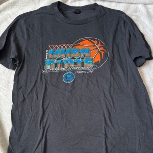 District Black Short Sleeve Tee with Orange & Teal Basketball Graphic
